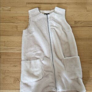 Cream Fuzzy Zip-Front Vest